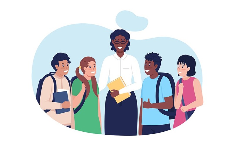 Lärare med studenter vektorillustration