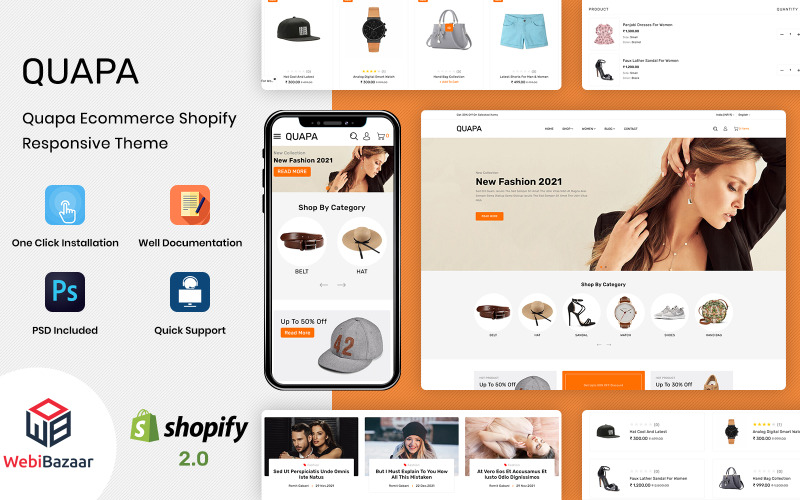 Quapa - Tema Shopify Premium reattivo multiuso per abbigliamento e moda