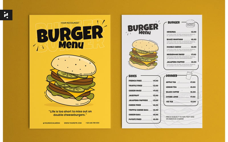 Világos, vidám burger menü