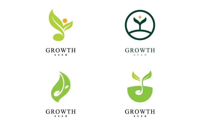 Ilustração vetorial de ícone de logotipo de semente verde V9