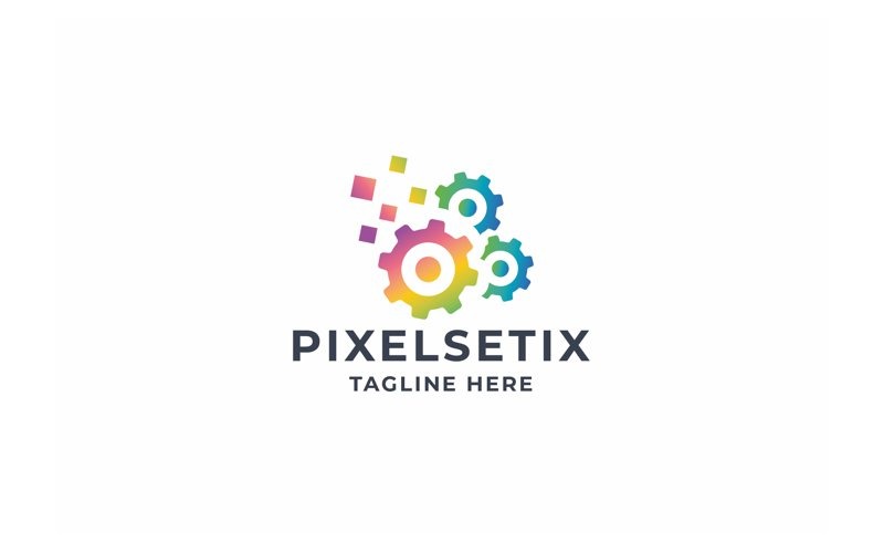 Logo d'engrenage de paramètres de pixel professionnels