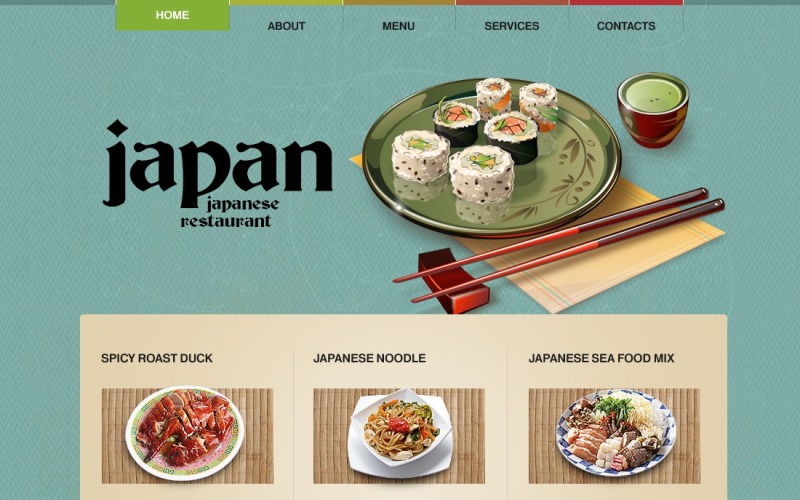 Plantilla web para sitio web de restaurante japonés