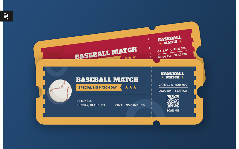 Baseball Sport Match Ticket 268005 TemplateMonster