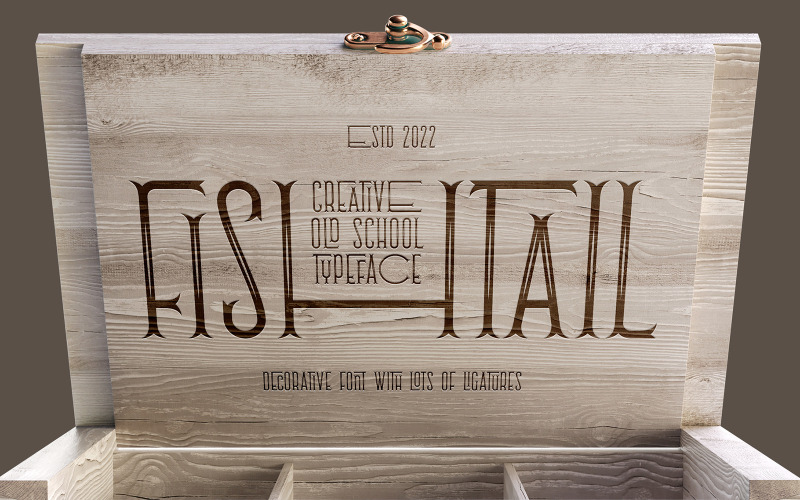 Fishtail-Schriftart und Vintage-Mockup