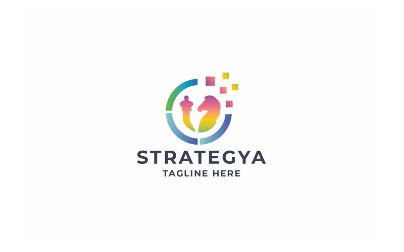 Logotipo de estratégia de pixel profissional