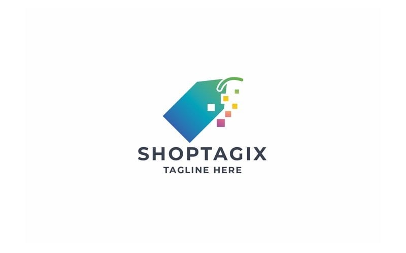 Logotipo de etiqueta de compras de pixel profissional