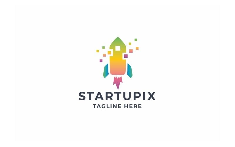 Pixel Startup Rocket logó