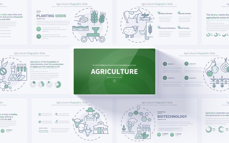 Apresentação de slides de infográficos do PowerPoint sobre agricultura