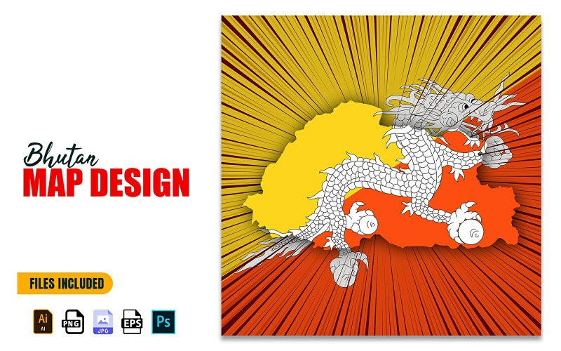 Bhútán národní den mapa designu ilustrace