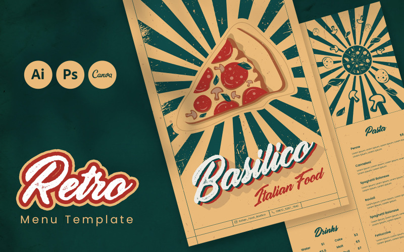 Conception de modèle de menu rétro