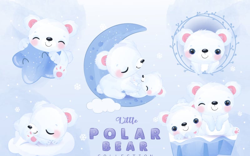 Illustrazione stabilita di clipart dell'orso polare sveglio