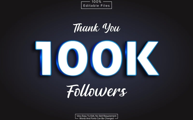 Bedankt 100k volgers Teksteffectstijlsjabloon