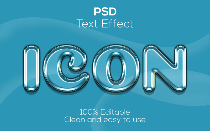 Ikon | Ikon Szerkeszthető PSD szöveg Üveghatás | Modern Ikon Psd Szöveg Üveg Hatás