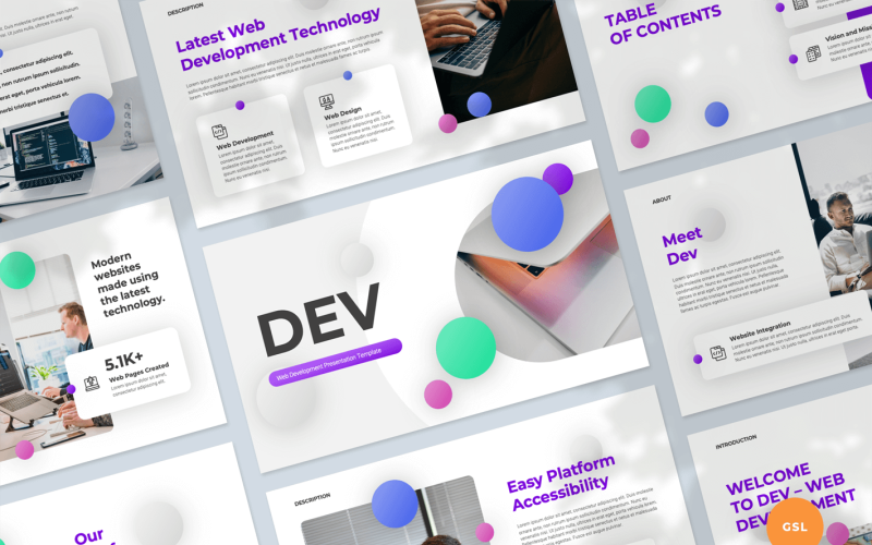 Šablona Prezentace Google Slides pro vývoj webu