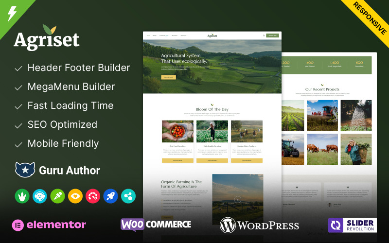 Téma WordPress Agriset - Ekologická farma a zemědělství