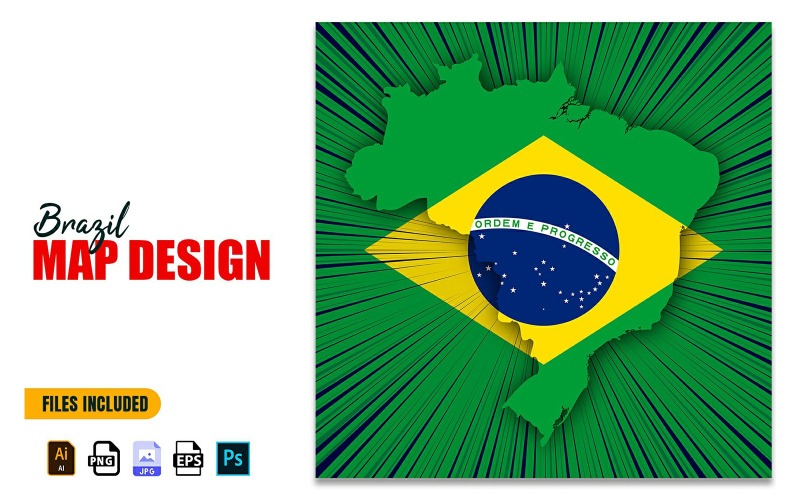 Brasilien självständighetsdagen karta designillustration