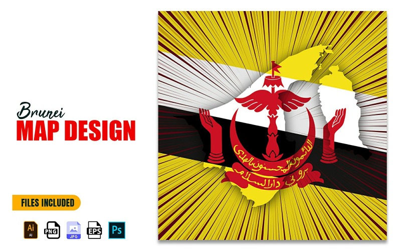 Brunei Onafhankelijkheidsdag kaart ontwerp illustratie