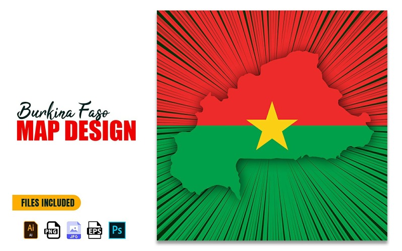Burkina Faso Bağımsızlık Günü Haritası Tasarım Çizimi