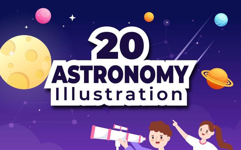 20 ilustración de dibujos animados de astronomía