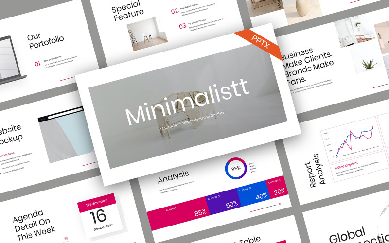 Minimalistyczny nowoczesny minimalistyczny szablon PowerPoint