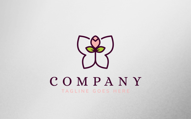 Modèle de logo papillon rose