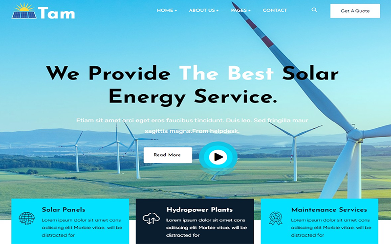 Tapma – тема WordPress «Екологія та сонячна енергія».
