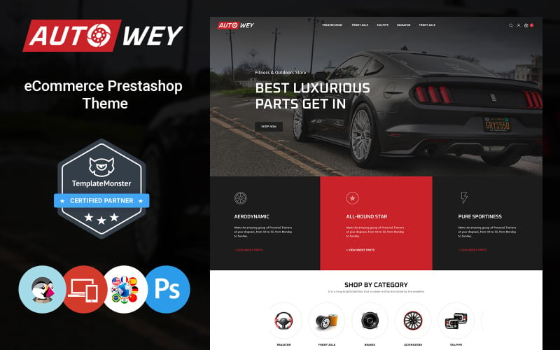Autowey - Auto-onderdelenwinkel Prestashop-thema