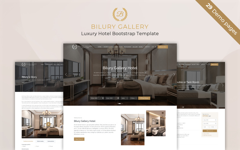 Bilury Gallery – šablona luxusního hotelu Bootstrap