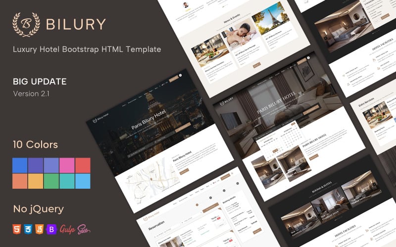 Bilury - HTML-шаблон Bootstrap для роскошного отеля