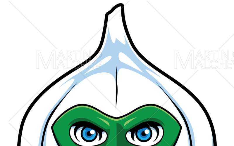 Česnek superhrdina maskot vektorové ilustrace