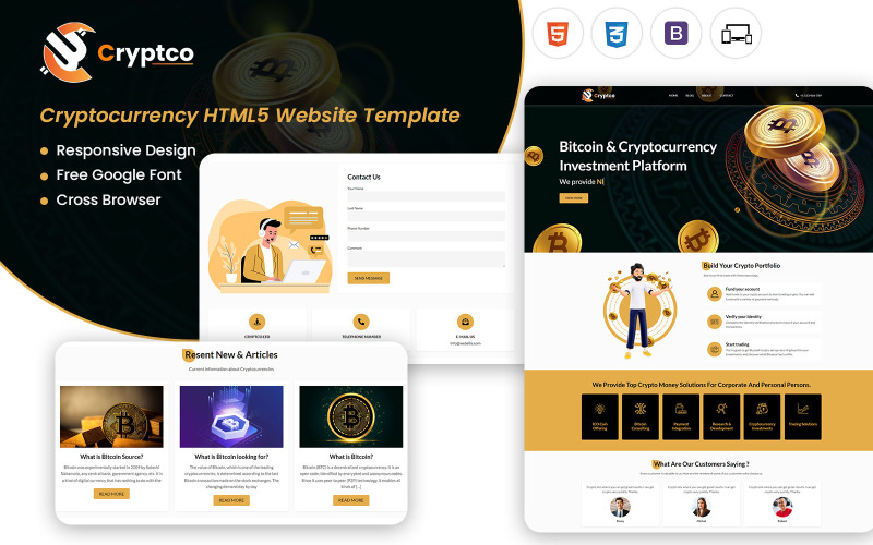 Cryptco Crypto Currency Marketplace HTML5-mall och design