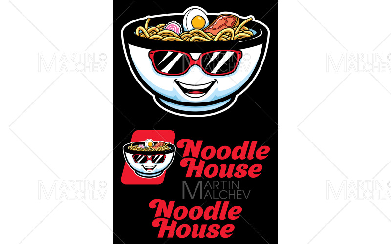 Ilustración de vector de mascota de casa de fideos