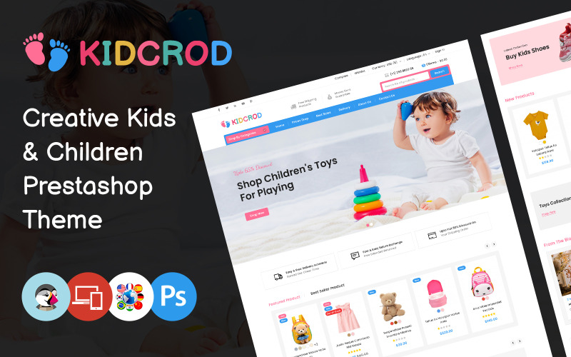Kidcrod - 儿童时尚和玩具商店 PrestaShop 主题