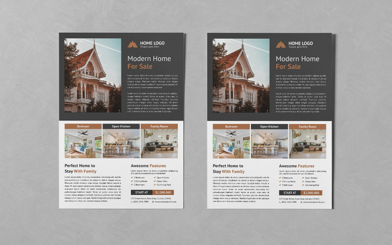 Minimalistiska Real Estate Flyers PSD-mall