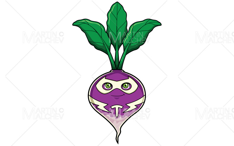 Rzepa superbohatera maskotka ilustracji wektorowych