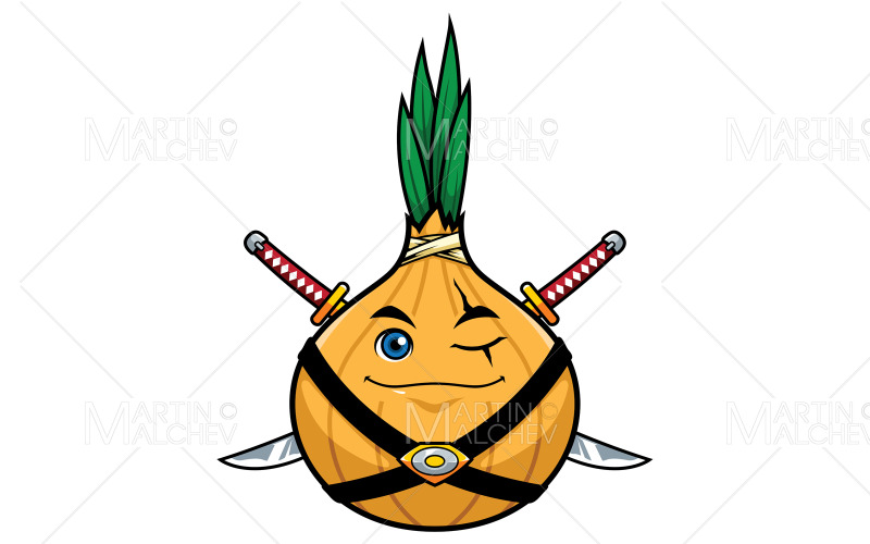 Soğan Süper Kahraman Maskot Vektör Çizim