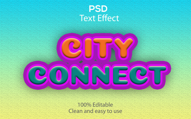 City Connect | City Connect szerkeszthető PSD szövegeffektus | Modern City Connect Psd szövegeffektus