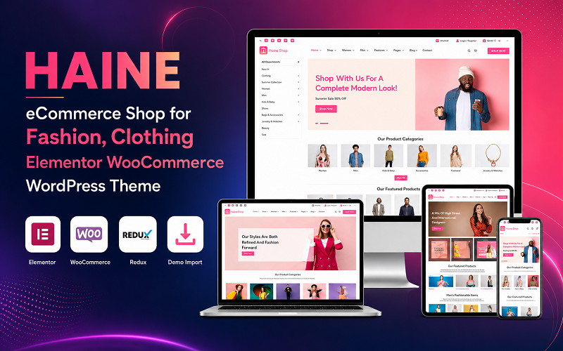Haine - E-commercewinkel voor mode en kleding - Elementor WooCommerce-thema