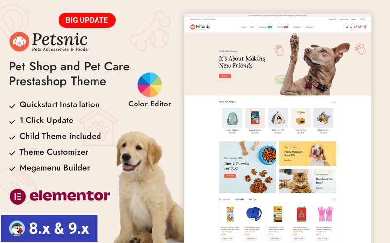 Petsnic - Pet Care, Pet Shop Prestashop Tema responsivo