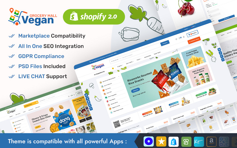 Vegan – магазин продуктів і органічної продукції – найкраща багатофункціональна тема Shopify 2.0