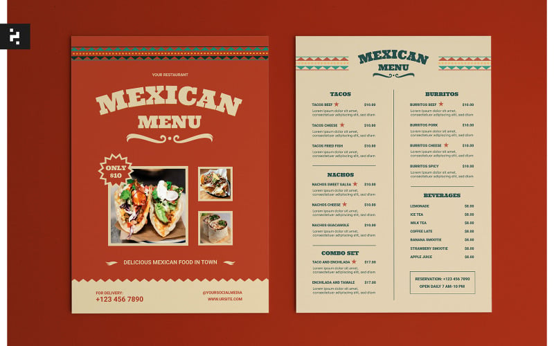 Vintage meksykańskie menu szablon