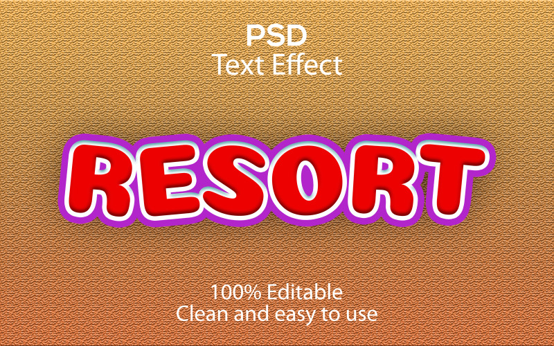 balneario | Resort Editable Psd Texto Efecto | Efecto De Texto Psd Resort Moderno