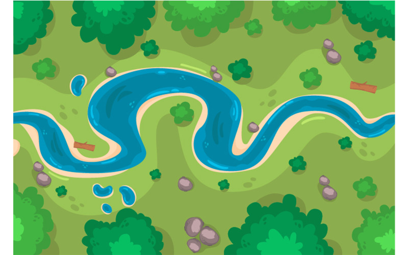 River Top View Background Illustration