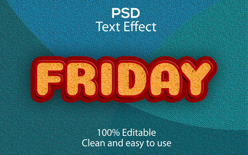 venerdì | Venerdì effetto testo Psd modificabile | Effetto testo psd venerdì moderno