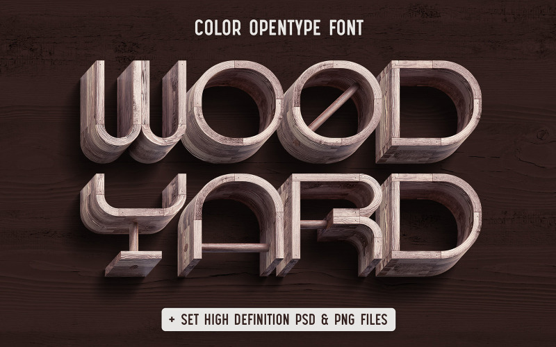 Wood Yard - Color Font com conjunto de arquivos PNG e PSD
