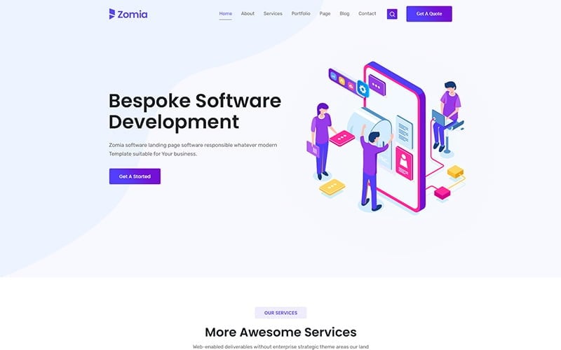 Modello di sito web HTML5 Bootstrap di Zomia Software