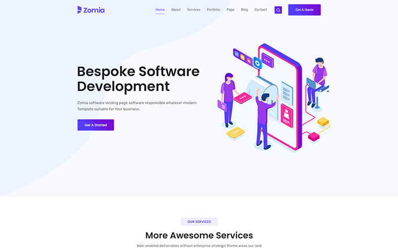 Шаблон HTML5 програмного забезпечення Zomia