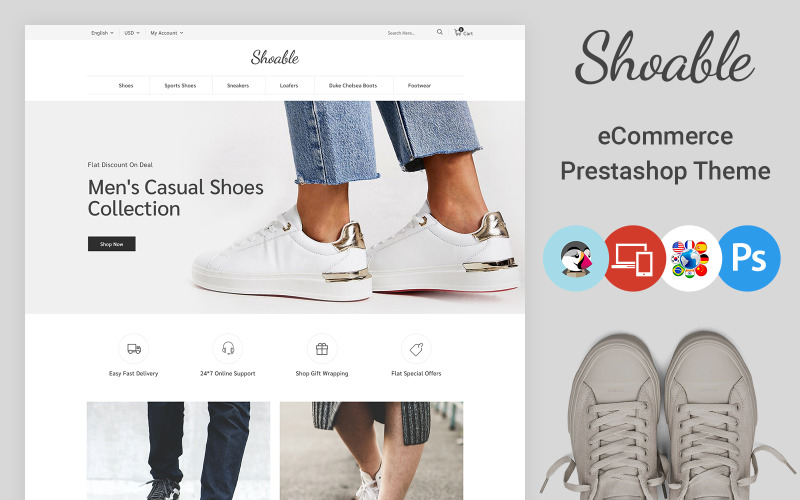 Shoable - многоцелевая, модная, обувная тема PrestaShop