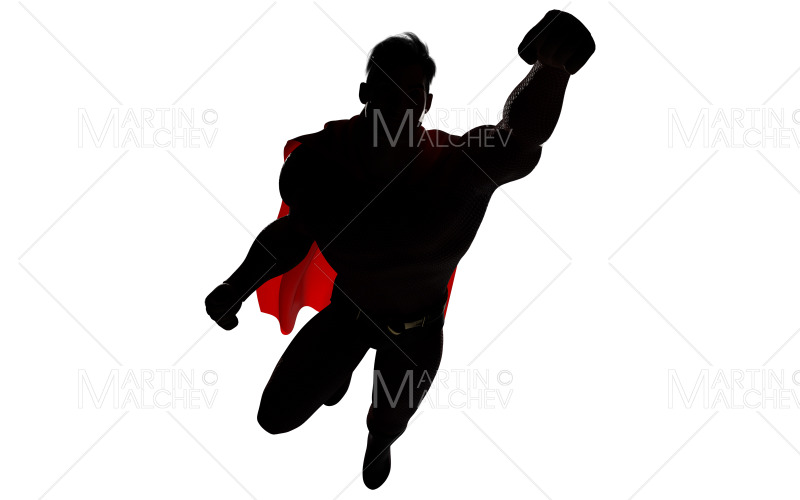 Super-héros venant sur White Silhouette 3D Render