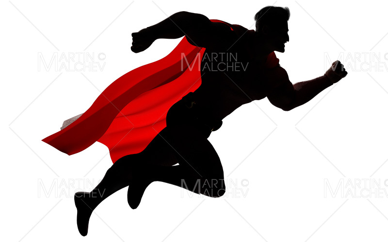 Superheld Lopen Geïsoleerd Silhouet 3D Render